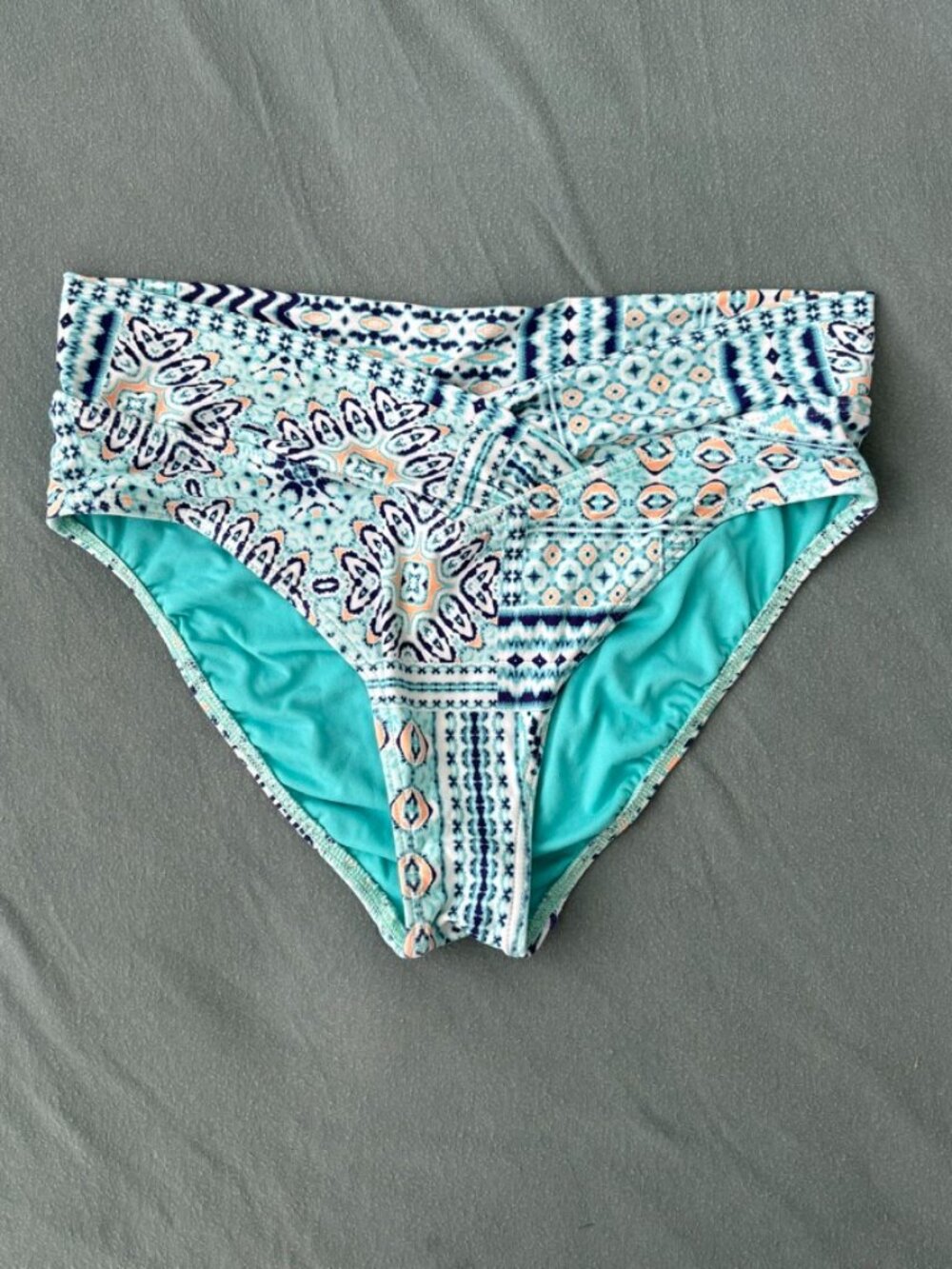 Sunsets Separates Bikini Bottom High Waisted Ikat Chevron Cross Front Swimwear M